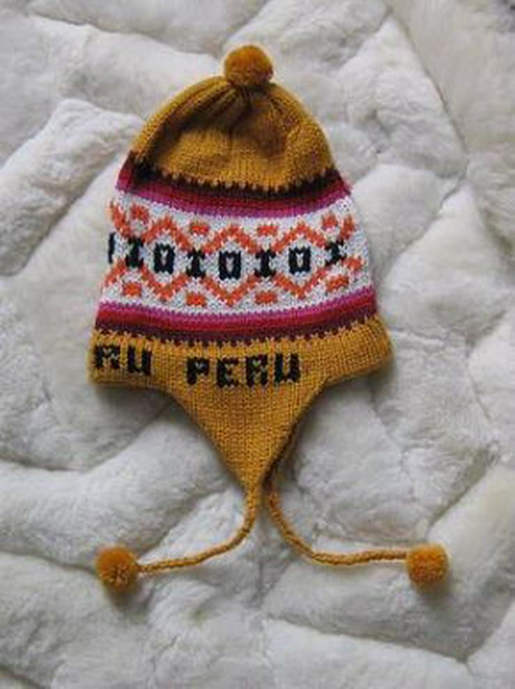 Gelbe Kinder Chullo Mütze aus Peru, Alpakawoll - Kopfbedeckungen - Bild 3