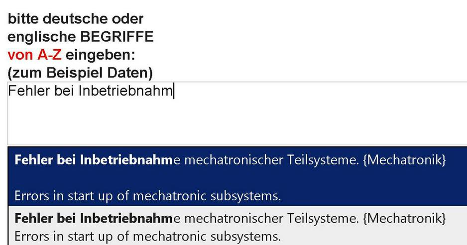 Bild 3: woerterbuch LEO fehlen spezielle Mechatronik