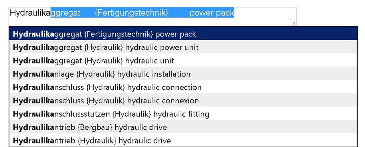 Bild 7: Spezielle englisch Begriffe Pneumatik Hydraulik