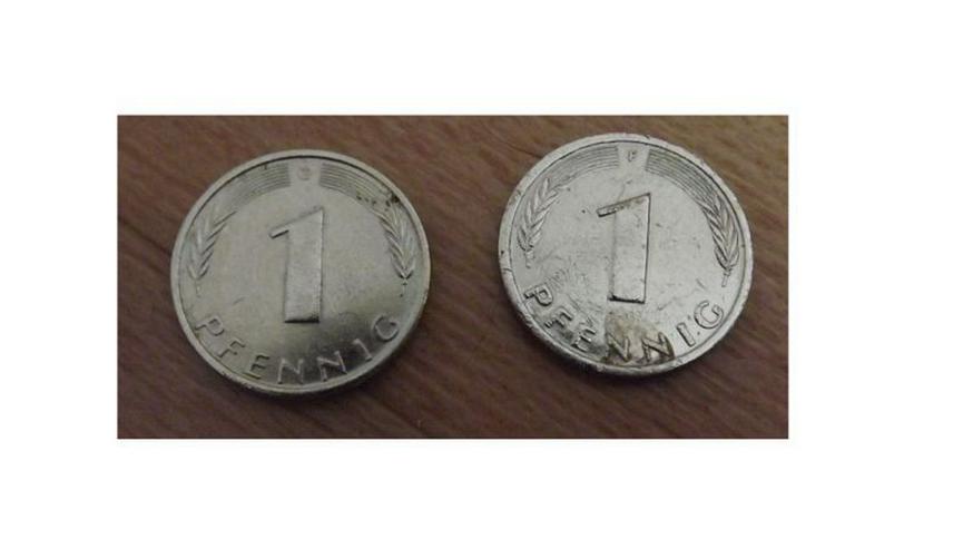 1 Pfennig versilbert 2 Stück