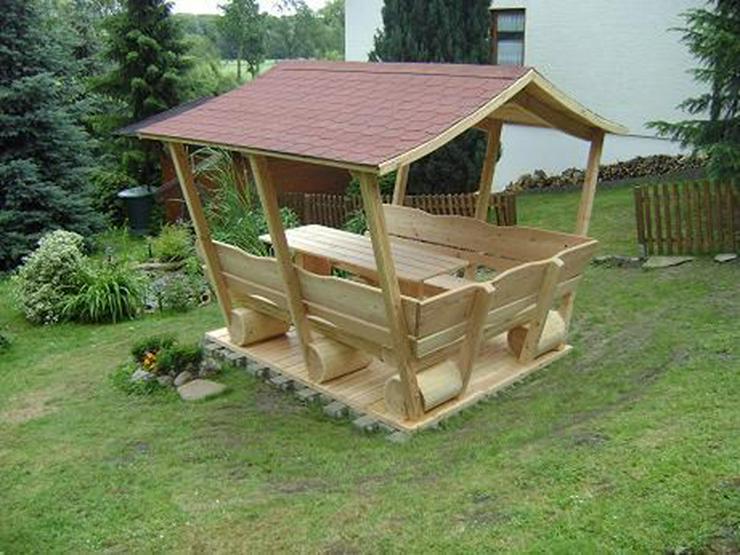 Bild 7: Gartenlaube.Rosenbogen.Sitzbank mit Dach.Holz.