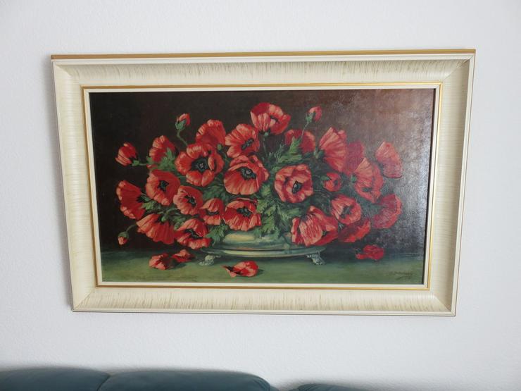 Bild 2: Ölgemälde stillleben mohnblumen 1936 Signiert.