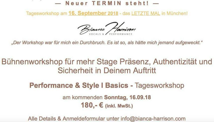 Bild 2: Bühnenpräsenz PERFORMANCE TAGESWORKSHOPS
