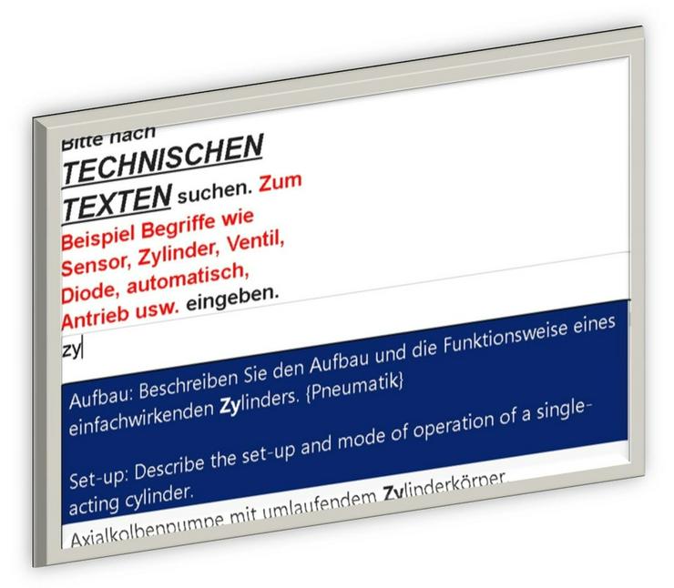 Bild 7: 2. Auflage: Technisches Woerterbuch + Saetze