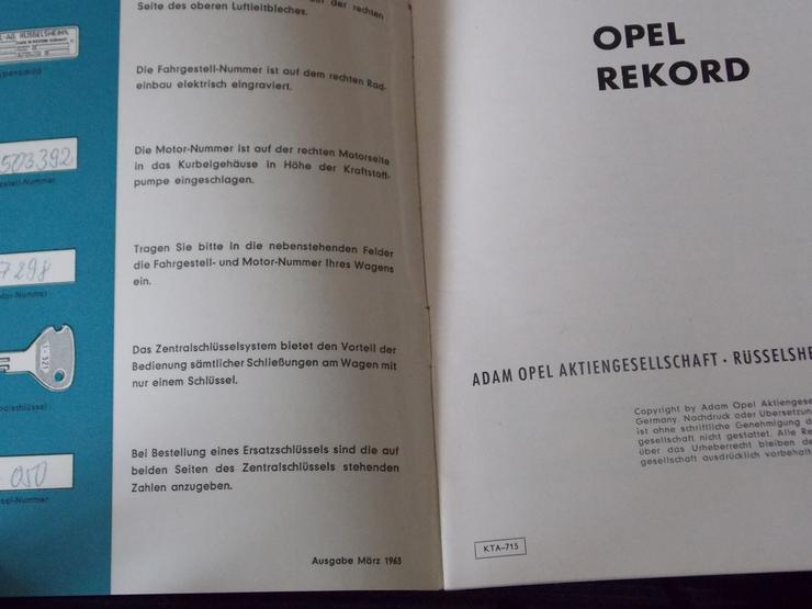 Opel Rekord Betriebsanleitung von 1963 - Oldtimer - Bild 2