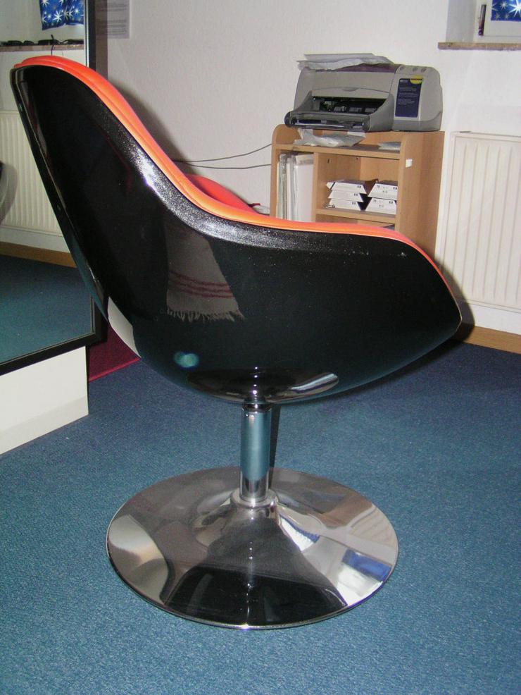 Loungesessel Schwarz-Rot Retro Design Chrom - Stühle - Bild 2
