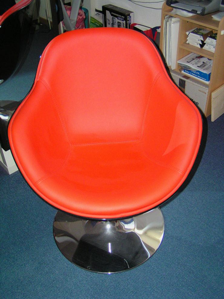 Loungesessel Schwarz-Rot Retro Design Chrom - Stühle - Bild 4