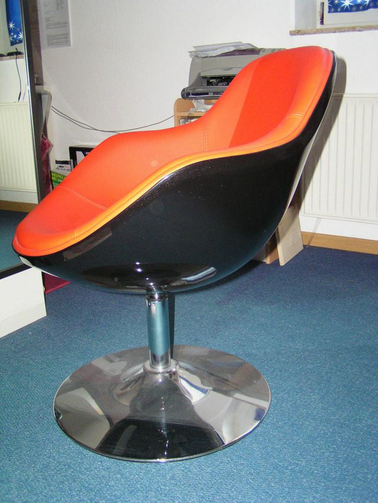 Loungesessel Schwarz-Rot Retro Design Chrom - Stühle - Bild 5