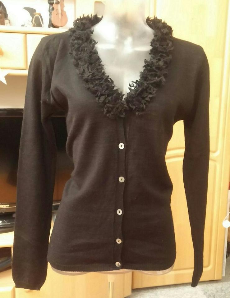 Damen Jacke Woll strick Fransen Kragen Gr.M - Größen 40-42 / M - Bild 1