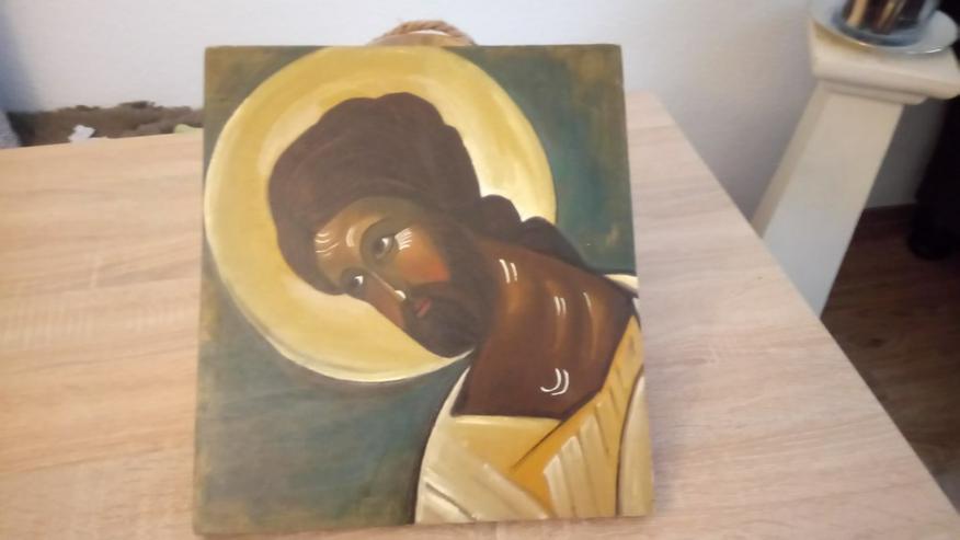 Kopf Christi, handgemalt, auf schlichtem Holz - Holzbilder - Bild 2