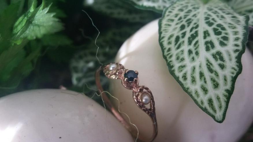 Bild 1: Filigraner Damenring Saphire Perlen Gr 17