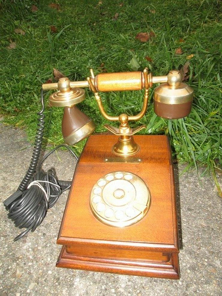 Bild 13: Telcer altes Holz Telefone Gold Plated 18K