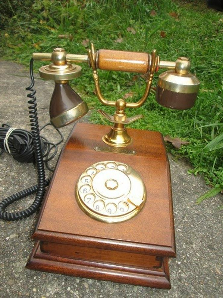 Bild 4: Telcer altes Holz Telefone Gold Plated 18K