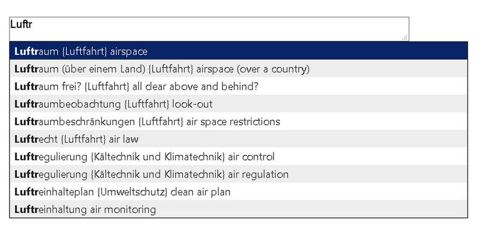 Bild 7: Luftfahrt-Ausdruecke: Uebersetzungen