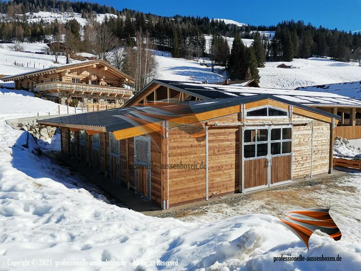 Bild 4: Pferdestall bauen TOP Außenboxen, Pferdebox & Offenstall kaufen | Weidehütten, Futter & Heuraufe, Fertigbau - Stallanlagen, Türen & Stalltüren