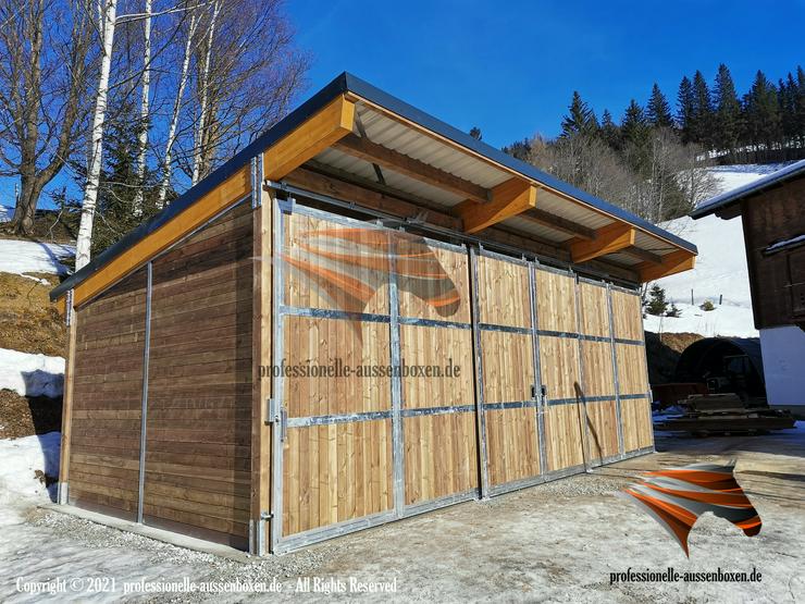 Bild 6: Pferdestall bauen - Außenboxen, Pferdebox & Offenstall kaufen | Weidehütten, Futterraufe & Heuraufe TOP Fertigbau, Stallanlagen, Türen & Matten für Pferdestall & Paddock