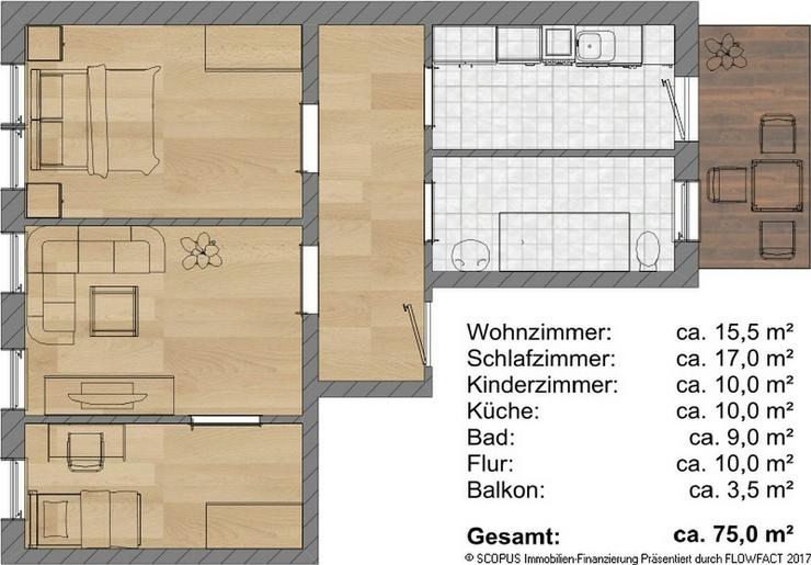 Familienfreundliche 3-Raum-Wohnung mit Balkon nahe dem Stadtzentrum - Wohnung mieten - Bild 1