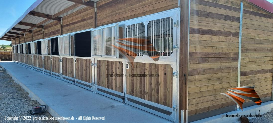 Bild 8: Außenboxen & Pferdestall bauen | Offenstall kaufen, Stallanlagen - Stalleinrichtung für Pferde | Weidehütten mit Fressgitter, Unterstand TOP moderne Stalltechnik - Außenstall