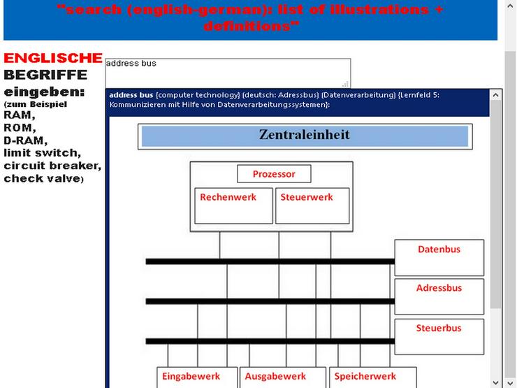 Bild 4: englisch uebersetzen: Gewinde schneiden drehen fraesen schleifen (Bildwoerterbuch 