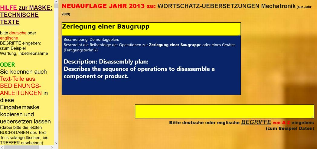 Bild 4: english-german text translation: maintenance, assembly instruction