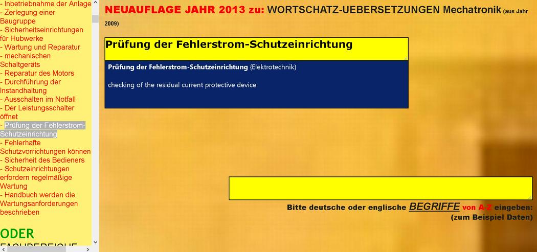 Bild 3: german-english dictionary/ translator: transport maintenance mode of operation