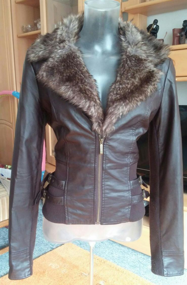 Damen Jacke Leder Imitat Fell Gr.38 Tally Weijl - Größen 36-38 / S - Bild 1