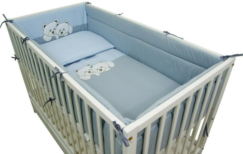 Bild 3:  5 tlg. Bett 120x60cm + Matratze + Bettwäsche + Schützer 360 Babyzimmer Bettbezug 
