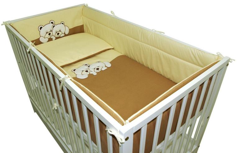 Bild 2:  5 tlg. Bett 120x60cm + Matratze + Bettwäsche + Schützer 360 Babyzimmer Bettbezug 