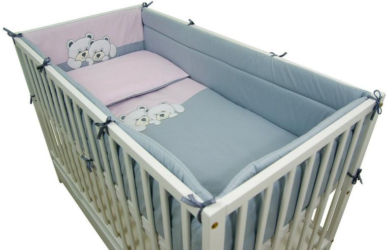 Bild 4:  5 tlg. Bett 120x60cm + Matratze + Bettwäsche + Schützer 360 Babyzimmer Bettbezug 