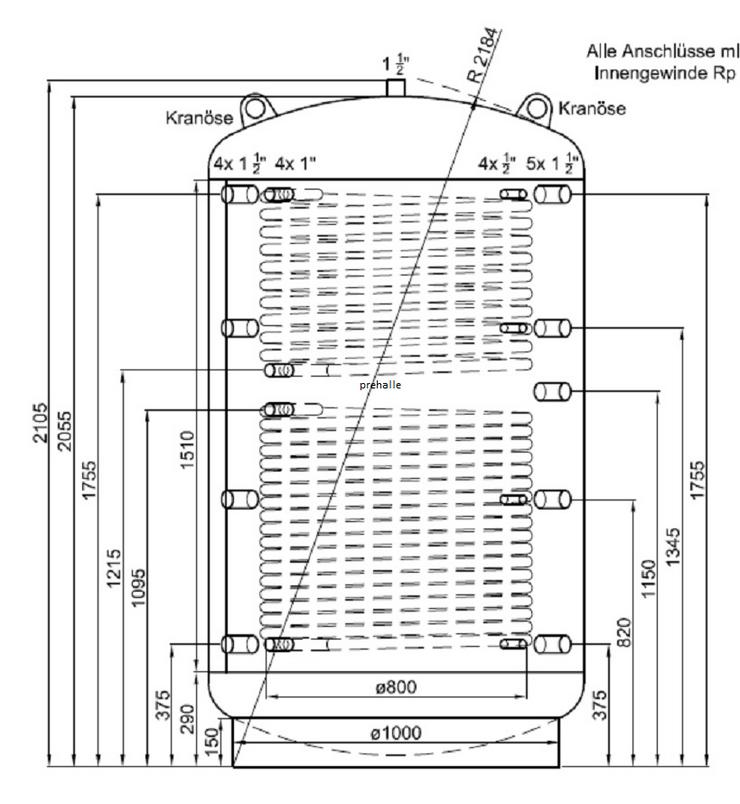 1A Pufferspeicher 2000 L Für Heizung BHKW Pelletofen Solar Kamin