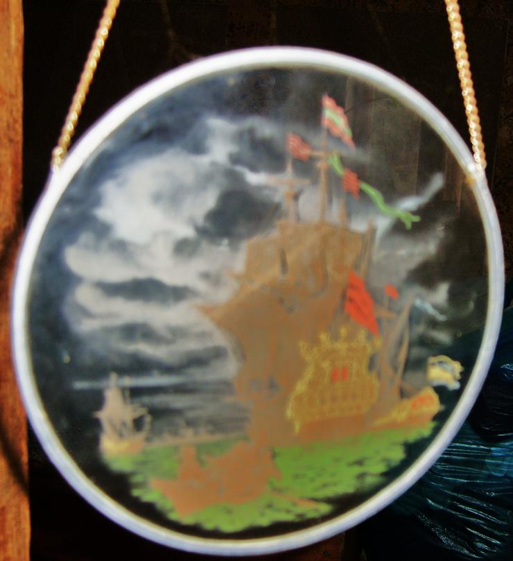 Bild 4: maritimes altes fensterbild segel boot schiff