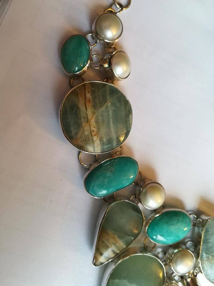 Halskette mit Türkis Perlen und Jaspis  - Halsketten & Colliers - Bild 2