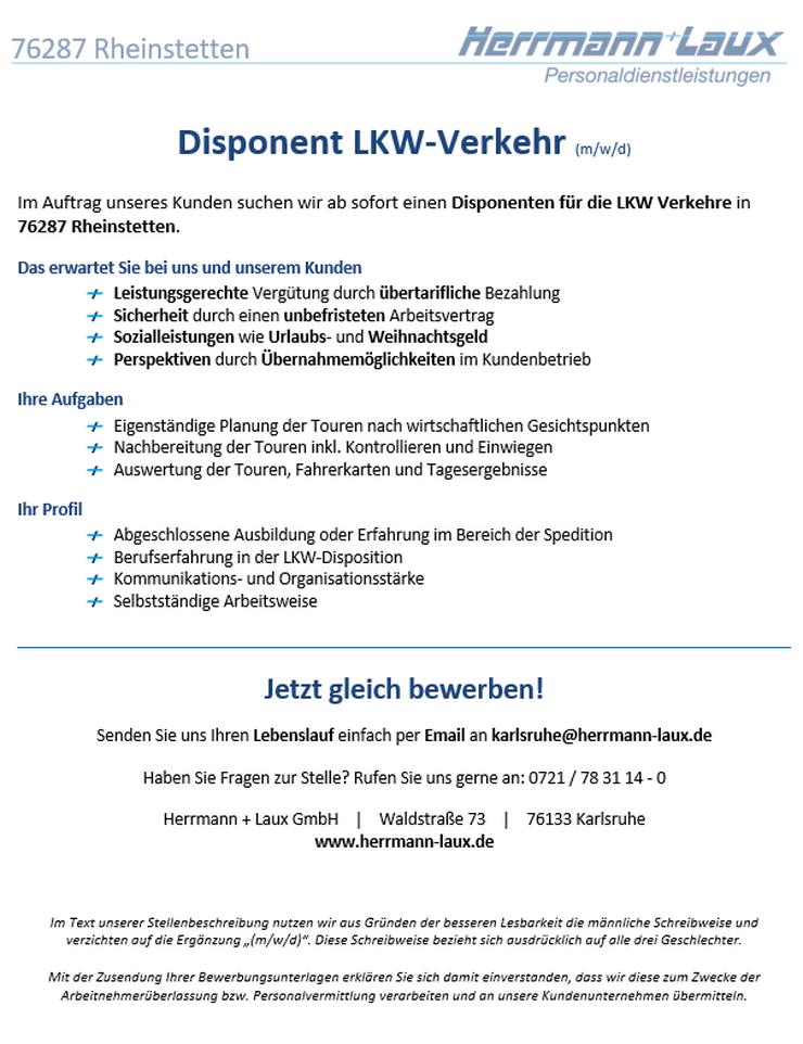 Disponent LKW-Verkehr (m/w/d) - Logistik- & Speditionskaufleute - Bild 1