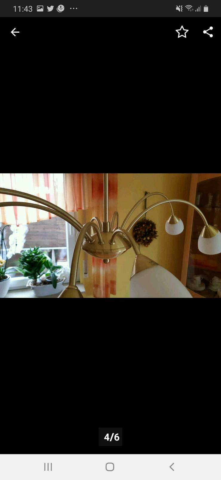 Bild 3: Deckenlampe Esszimmerlampe Hängeleuchte Messing&Weissglass Edel Top!!