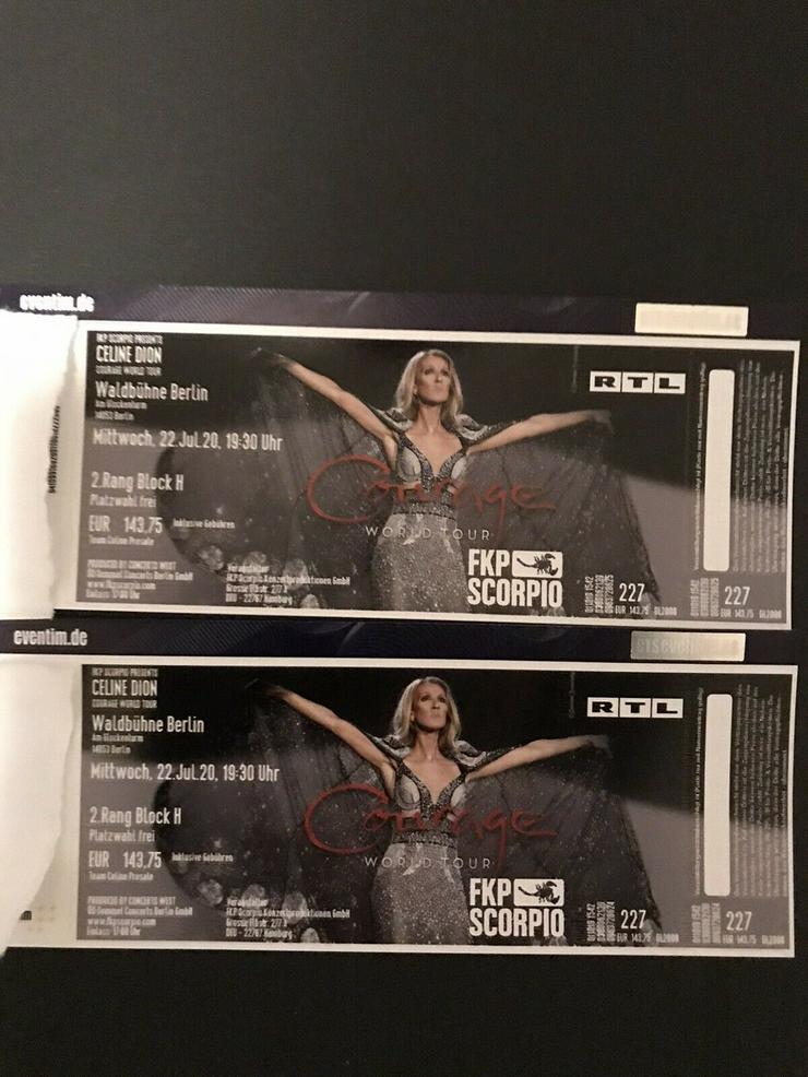 2x Celine Dion Waldbühne Berlin 22.07.2020 2. Rang, Block H *unter Originalpreis - Rock & Pop - Bild 1