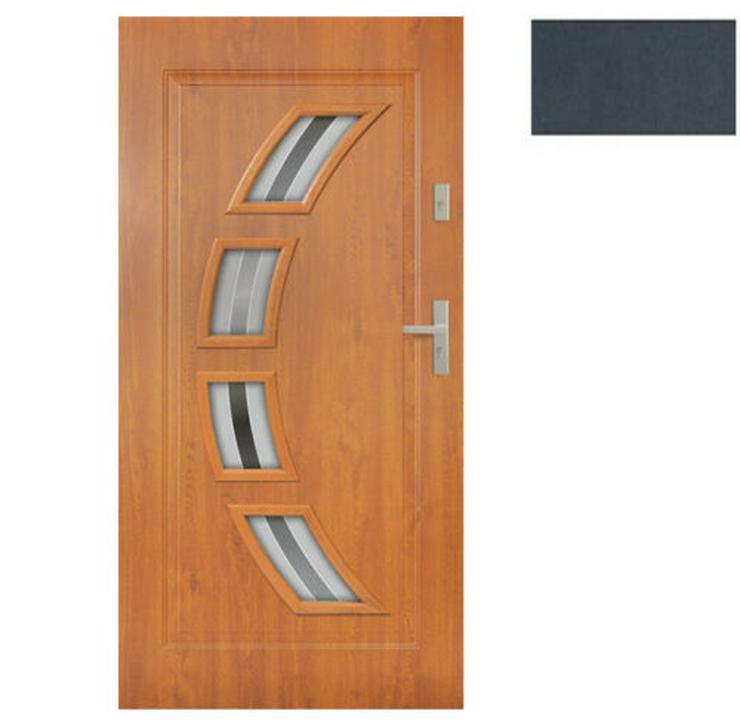  Tür Stahltür Eingangstür Haustür 65mm warm 90 100 Goldeiche Nuss Anthrazit Forte  - Türen - Bild 4