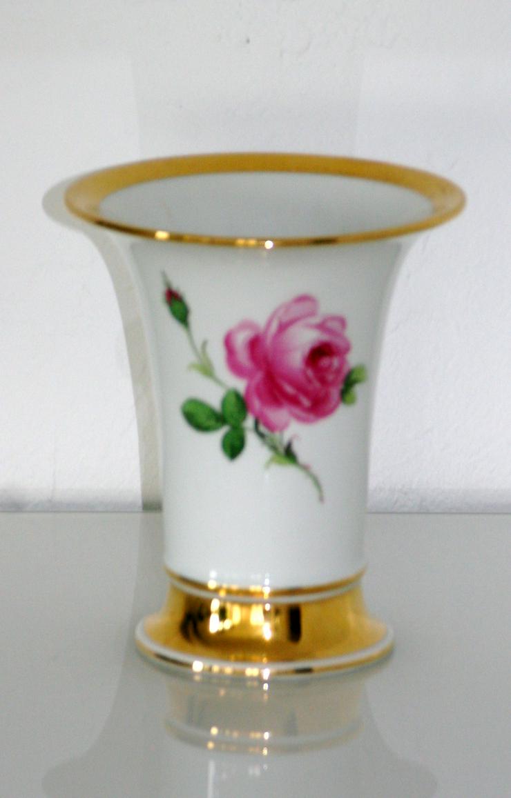 Bild 1: Edle Meissen Porzellan - Vase - Rose - Goldränder