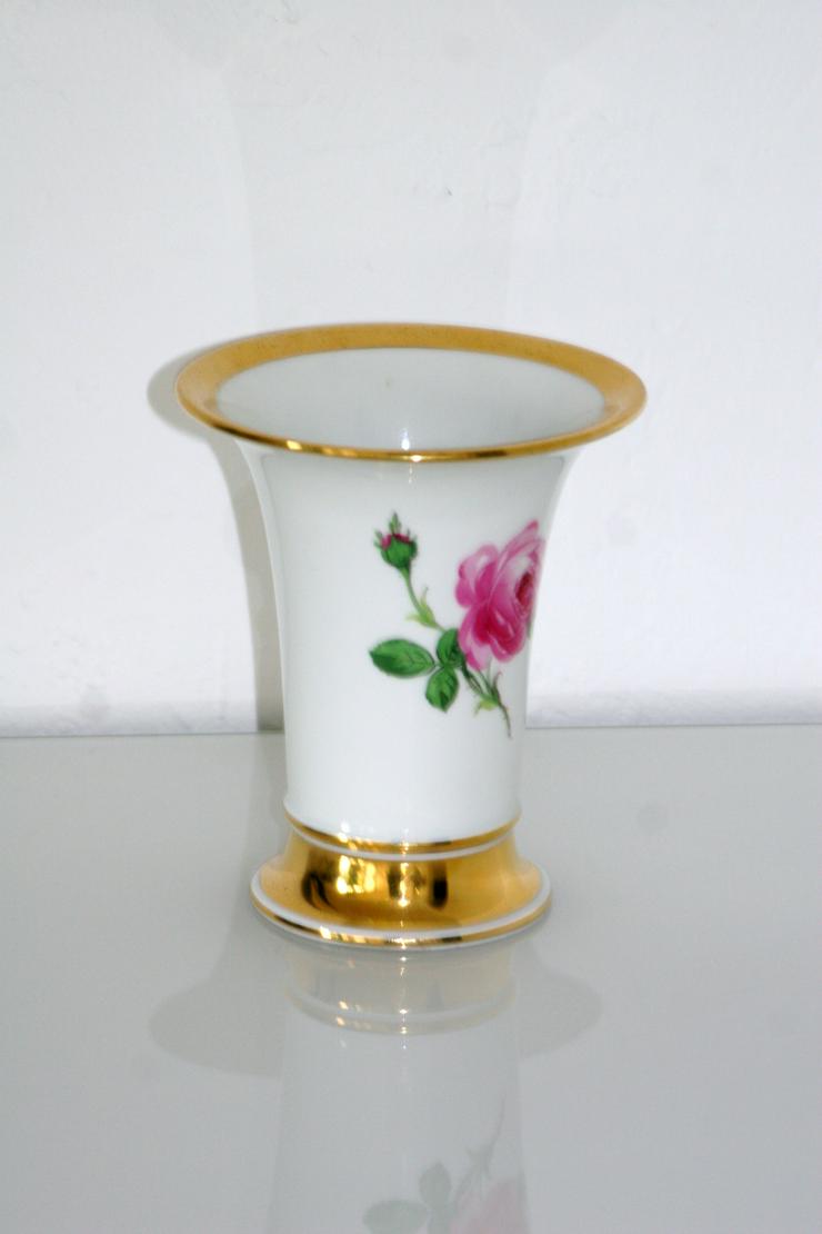 Bild 3: Edle Meissen Porzellan - Vase - Rose - Goldränder