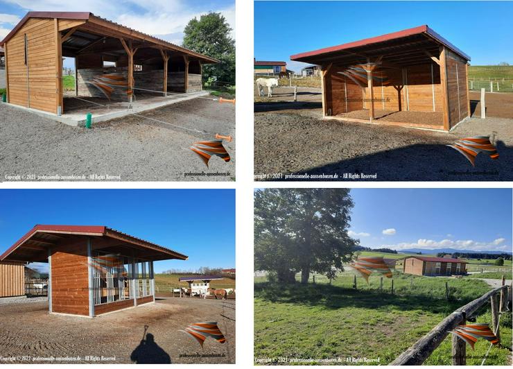 TOP Weidehütte mit fressgitter - Unterstand für Pferde, Pferdeunterstand, Weideunterstand - Laufstall für Pferde & Offenstall kaufen - Einstellplätze - Bild 1