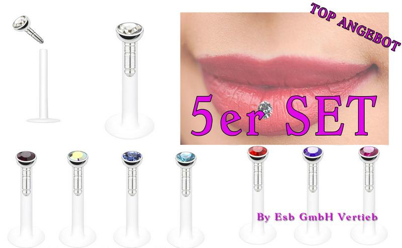 5 STÜCK  Kristall  Lippen Piercing - Piercings - Bild 2