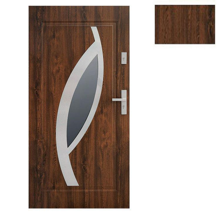 Tür Stahltür Eingangstür Haustür 65mm warm 90 100 Goldeiche Nuss Anthrazit Miram  - Türen - Bild 3