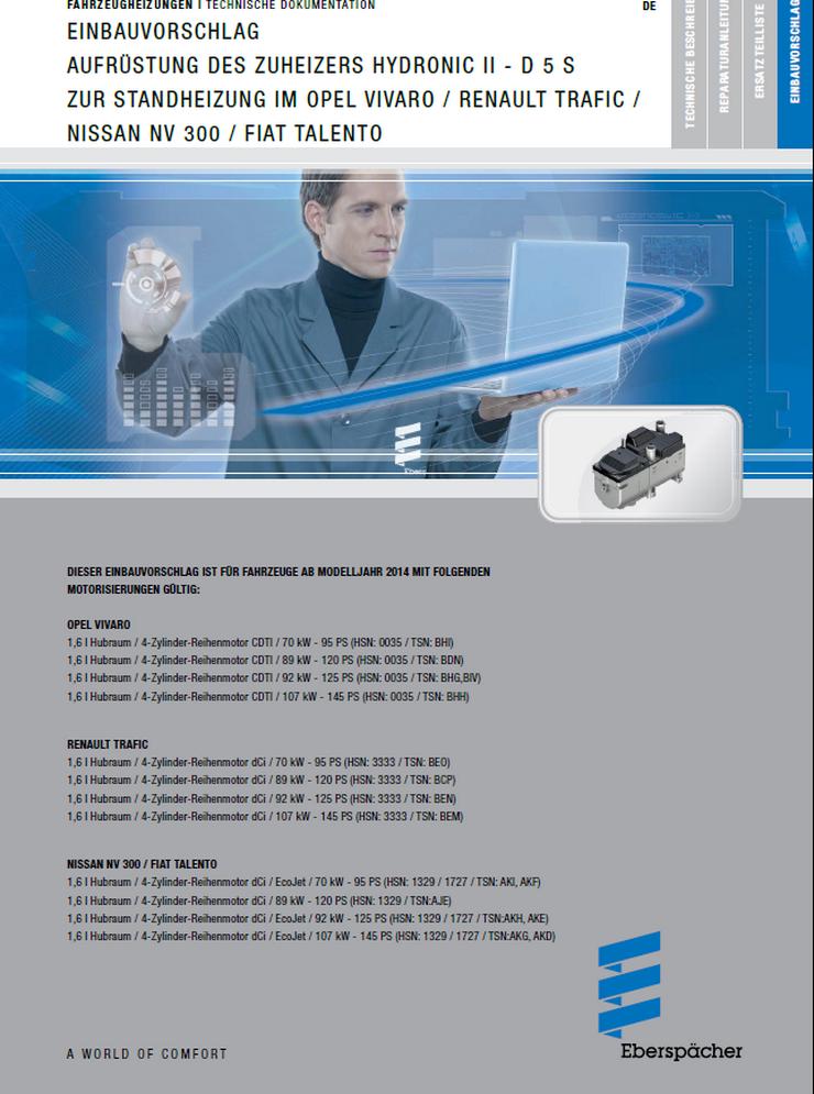 Bild 2: Standheizung Aufrüstkit Opel Vivaro Renault Trafic Eberspächer Zuheizer