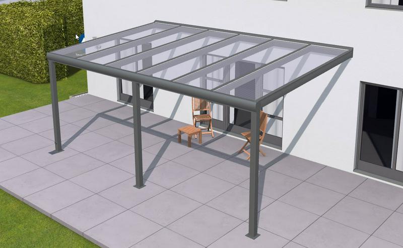 Bild 7: Terrassenüberdachung aus Holz oder Alu mit Stegplatten und Glas von solidus24