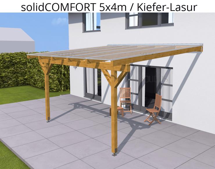 Bild 10: Terrassenüberdachung aus Holz oder Alu mit Stegplatten und Glas von solidus24