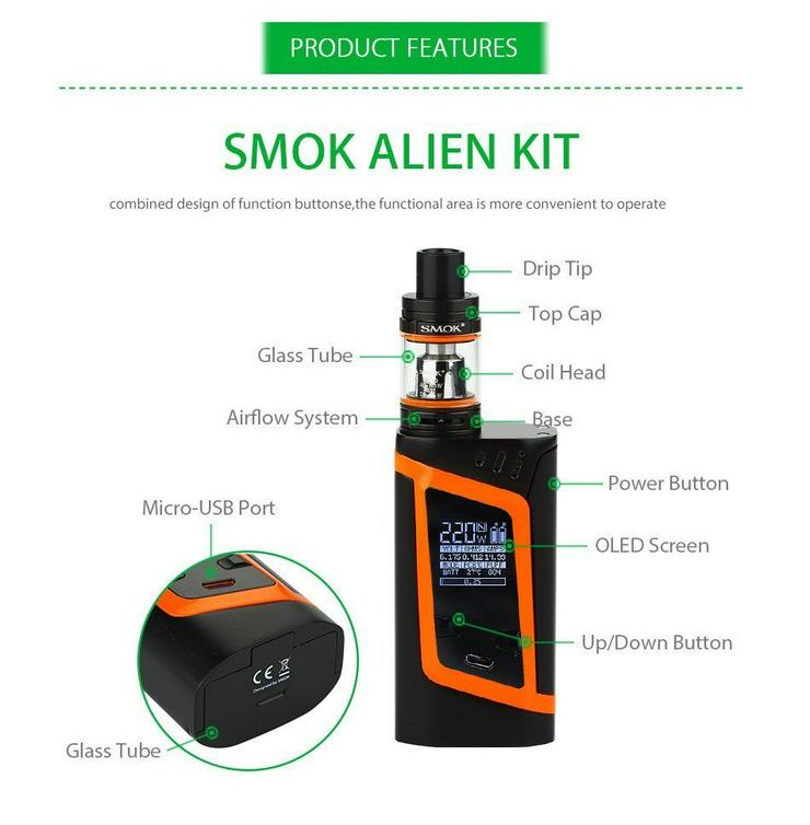 Bild 3: SMOK Alien 220W Dampfer Kit & SMOK TFV8 Baby Tank E Zigarette