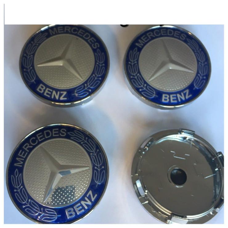 Bild 3: 4 Stück Mercedes Blau Sterne Brabus Nabendeckel Nabenkappen 60mm   A4154002800