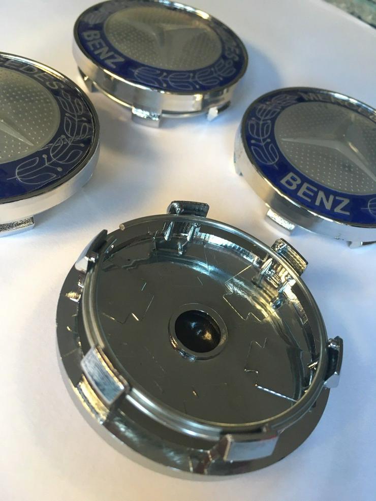 Bild 4: 4 Stück Mercedes Blau Sterne Brabus Nabendeckel Nabenkappen 60mm   A4154002800