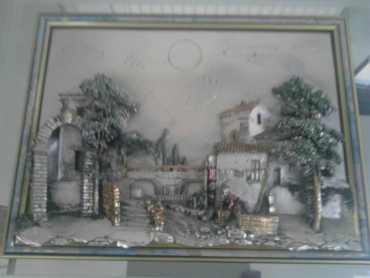 Bild 2: Spiegelbild, 925 Arg. gemarkt, ca. 72*62 cm Bild mit Spiegel aus Italien .  Altersbedingte Spuren am Rahmen , gemarkt R mit Kreis Arg. 925 versilbert...