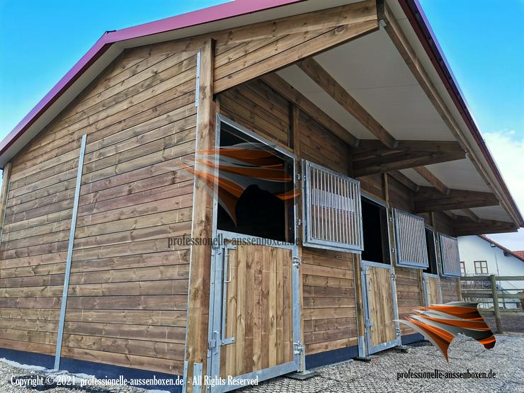 Pferdestall bauen - Außenboxen & Pferdebox, Offenstall - Paddockboxen | Stallbau und Weidehütten mit Fressgitter & Offenstallhaltung - Einstellplätze - Bild 1