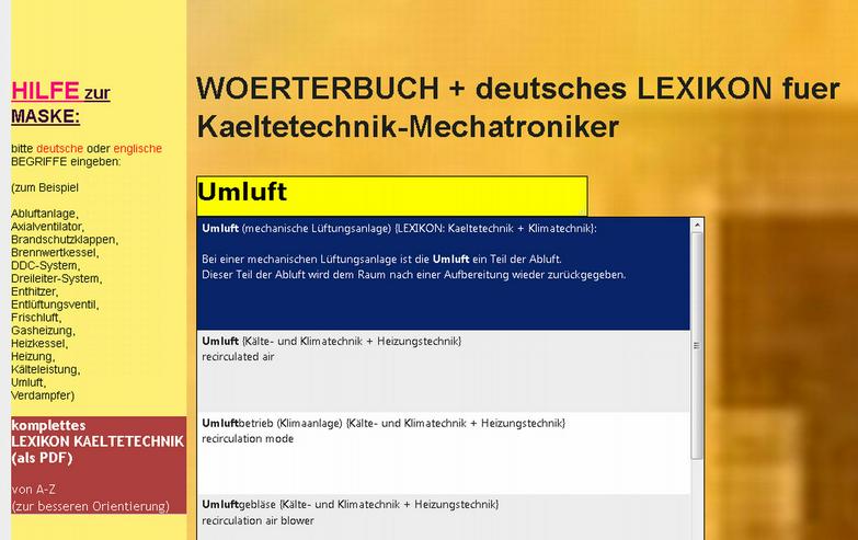 Bild 8: der Mechatroniker- Kaeltetechnik uebersetzt englische Fachwoerter